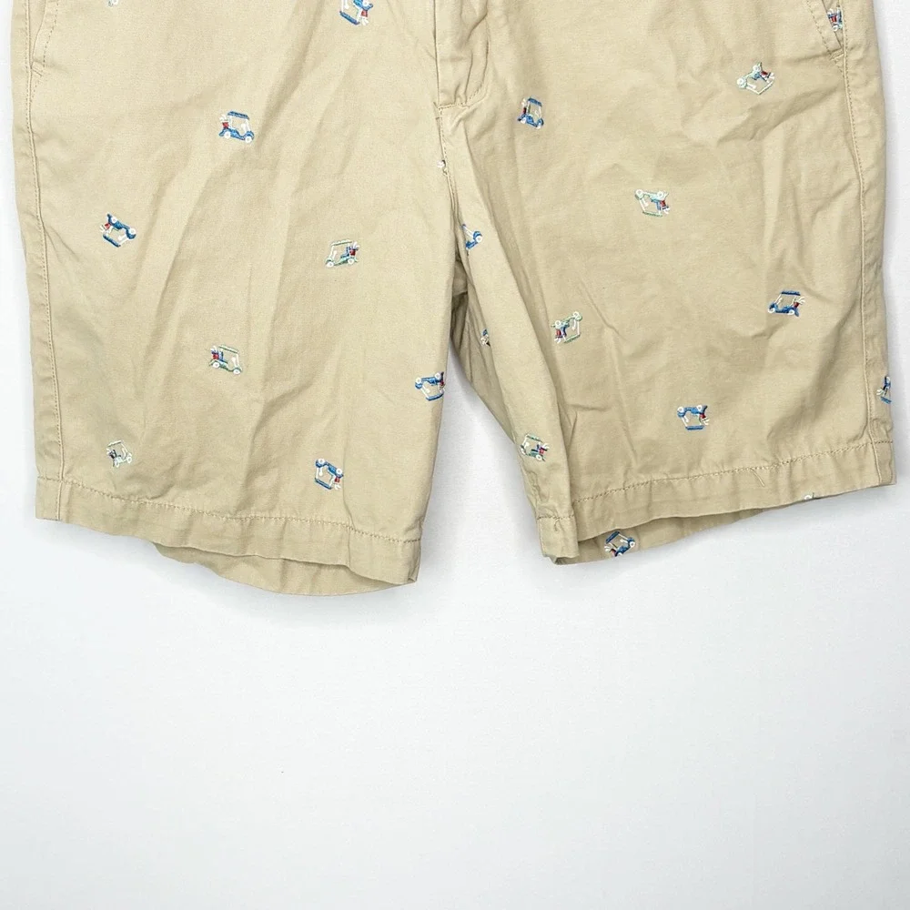 Charleston Threads Mens 34 Khaki Chino Shorts Golf Cart Embroidered Cotton